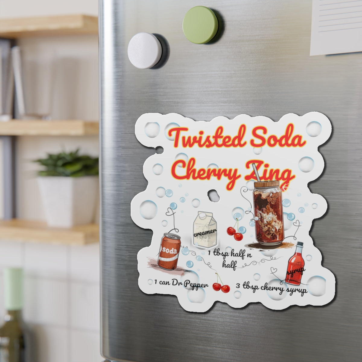 Cherry Zing – Your Shortcut to Twisted Soda Bliss | Fun Gift for Soda Lovers | Retro Fridge Magnet | Gen Z & Busy Mom Must Have