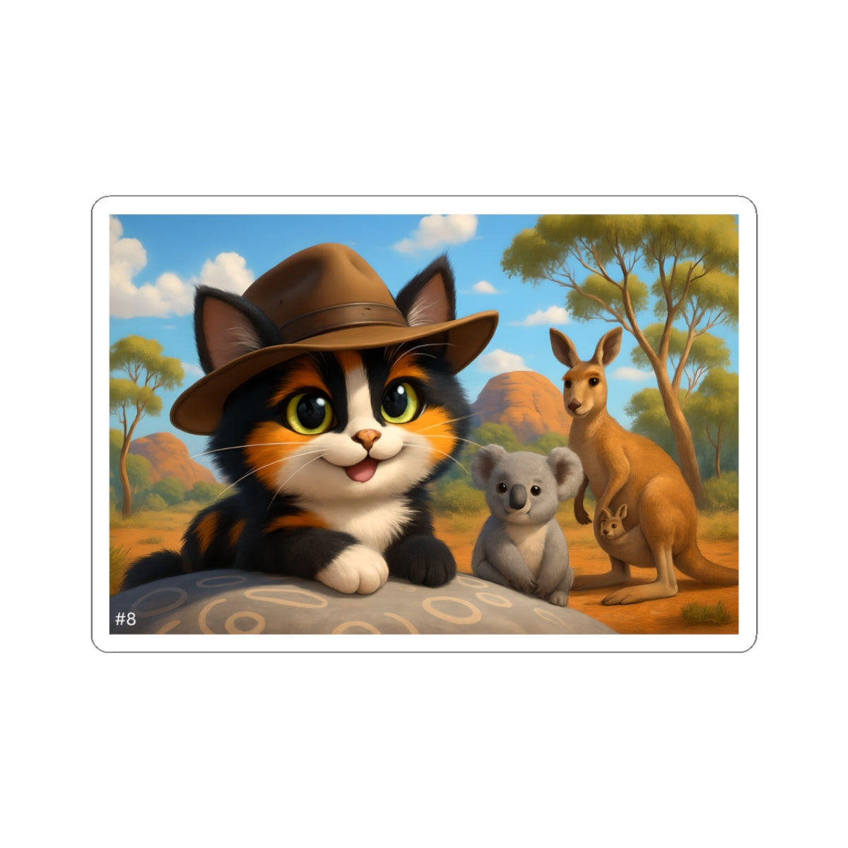 Gizmo's Australian Outback Adventures Kiss-Cut Sticker #8 | Pet Lover Decor | Laptop Décor | Gift for Cat Lovers | Stationery | Scrapbooking | Homeschooling | World Travel