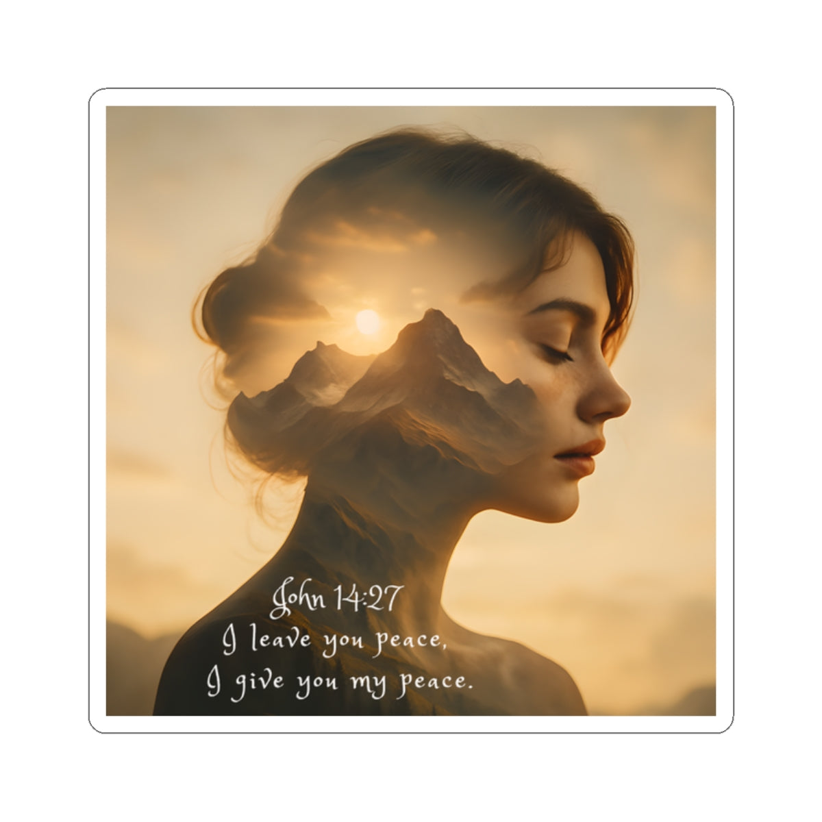 Spiritual Meditation Sticker – “I Give You My Peace” | Scripture Sticker | Inspirational Mental Health Wellness Sticker | Positivity Sticker | Water Bottles, Laptops, Lockers, or Planners/Journals