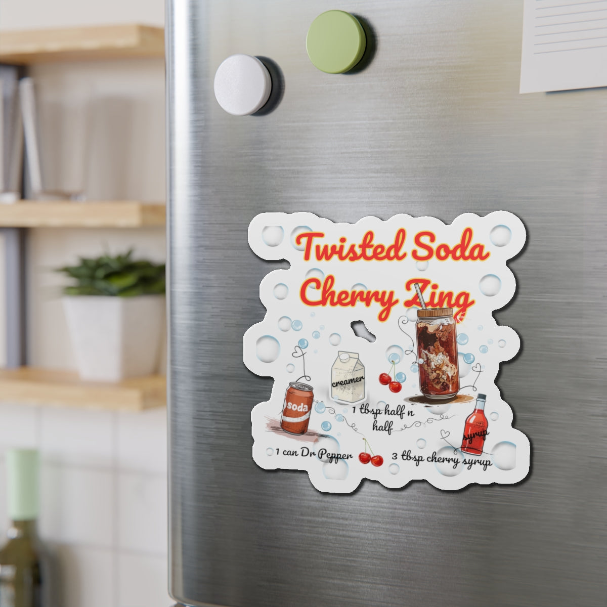 Cherry Zing – Your Shortcut to Twisted Soda Bliss | Fun Gift for Soda Lovers | Retro Fridge Magnet | Gen Z & Busy Mom Must Have
