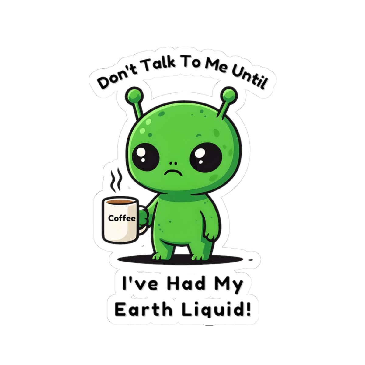 Cute Alien Kiss-Cut Stickers | Coffee Lover Gift | Fun Laptop, Water Bottle, Locker Sticker | Alien Enthusiast Decor | Playful Home & Office Decor