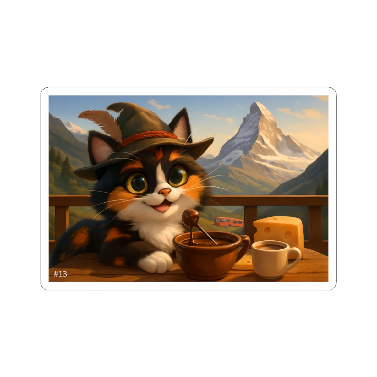 Gizmo's Switzerland Alps Adventures Kiss-Cut Sticker #13 | Pet Lover Decor | Laptop Décor | Gift for Cat Lovers | Stationery | Scrapbooking | Homeschooling | World Travel