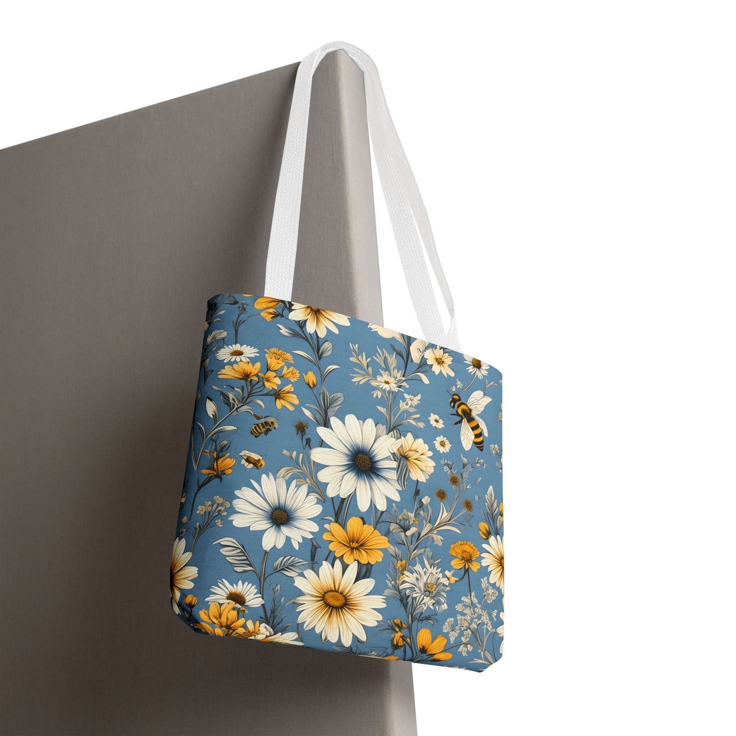 Floral Bee Tote Bag | Eco-Friendly Shopping Bag | Bee Lover Gift | Flower Print Satchel | Everyday Bag | Summer Accessory | Reusable Tote