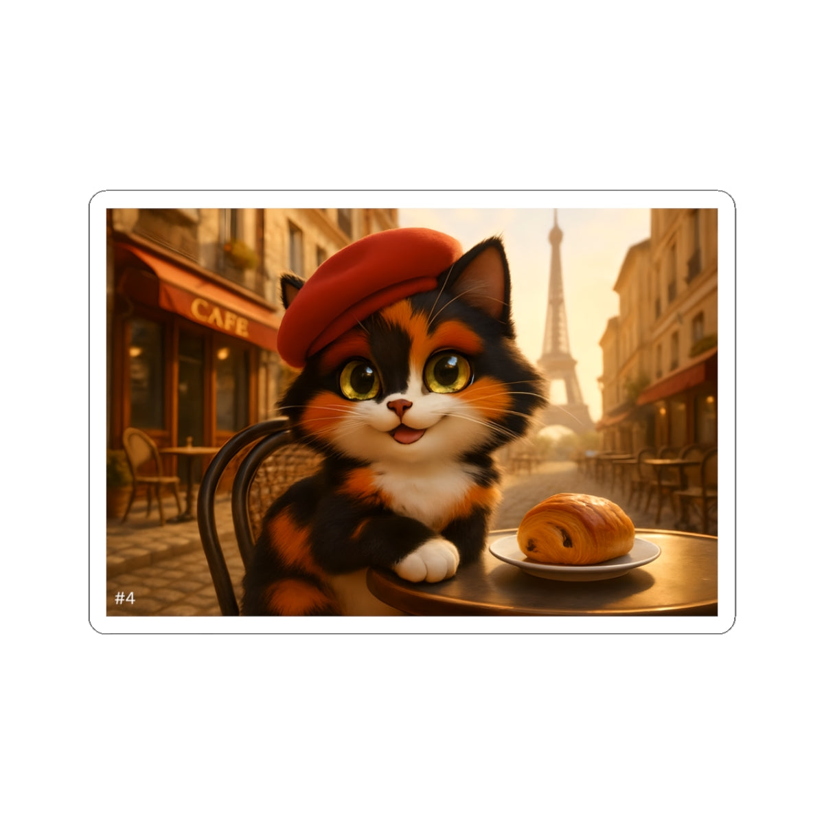 Gizmo's Paris Adventure Kiss-Cut Sticker #4 | Pet Lover Decor | Laptop Décor | Gift for Cat Lovers | Stationery | Scrapbooking | Homeschooling | World Travels