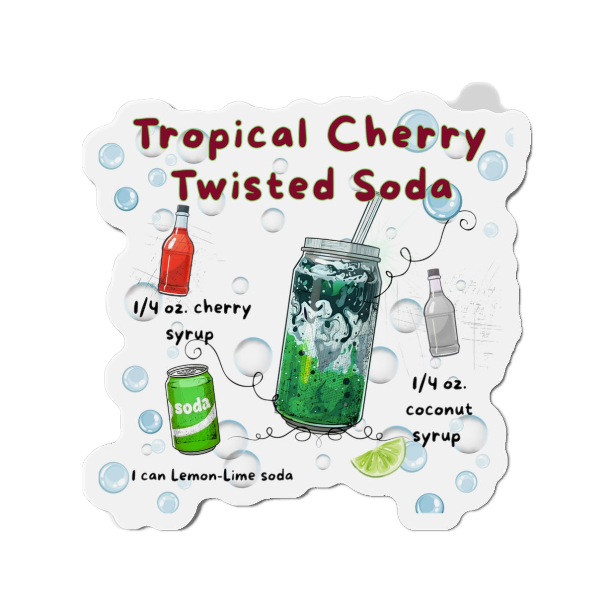 Tropical Cherry Twisted Soda – Your Recipe to Twisted Soda Bliss | Fun Gift for Soda Lovers | Retro Fridge Magnet | Gen Z & Busy Mom Must Have