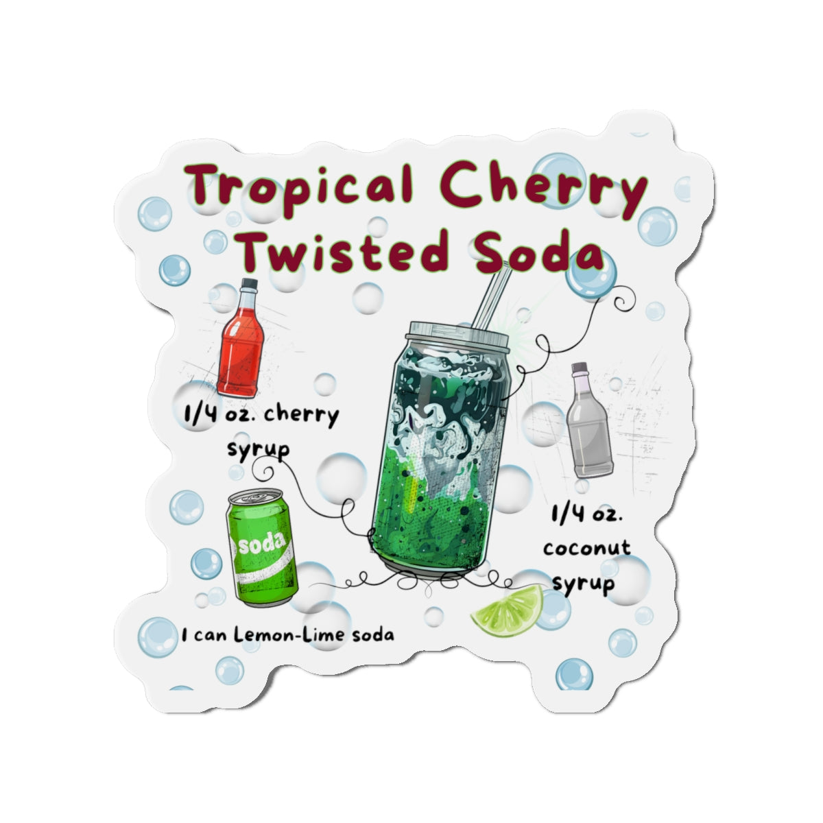 Tropical Cherry Twisted Soda – Your Recipe to Twisted Soda Bliss | Fun Gift for Soda Lovers | Retro Fridge Magnet | Gen Z & Busy Mom Must Have