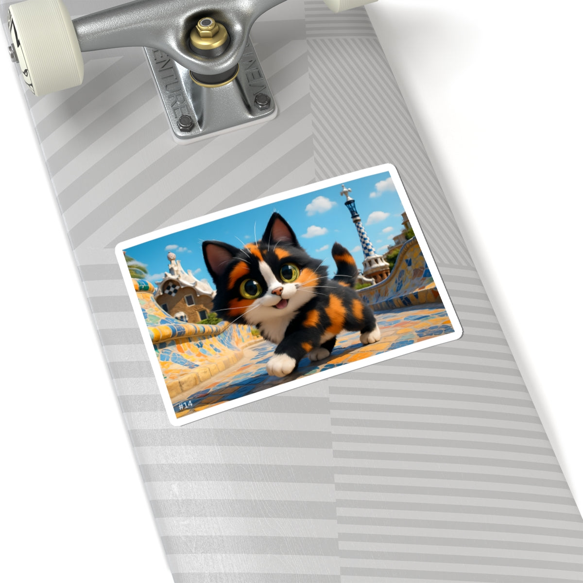 Gizmo's Barcelona, Spain Adventures Kiss-Cut Sticker #14 | Pet Lover Decor | Laptop Décor | Gift for Cat Lovers | Stationery | Scrapbooking | Homeschooling | World Travel