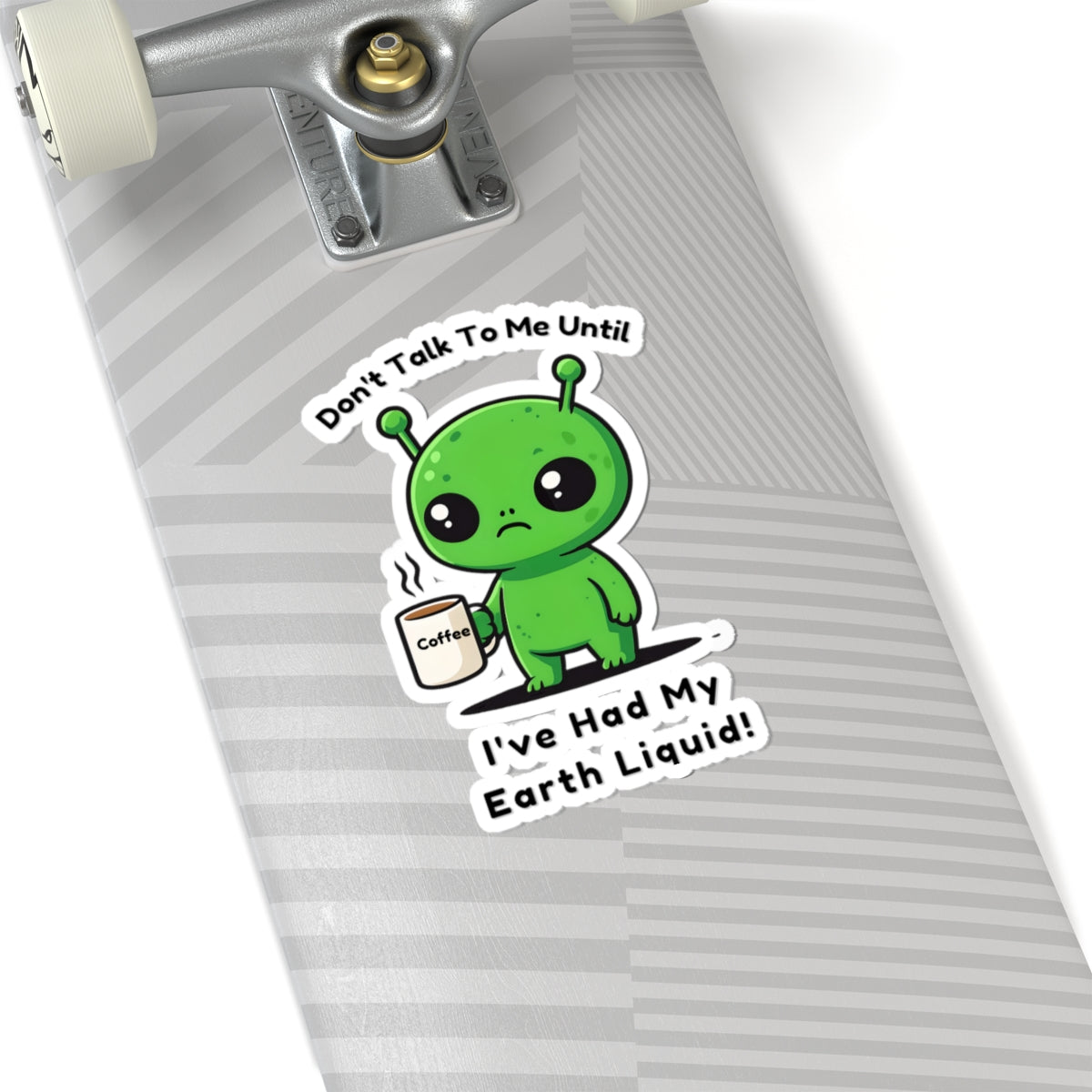 Cute Alien Kiss-Cut Stickers | Coffee Lover Gift | Fun Laptop, Water Bottle, Locker Sticker | Alien Enthusiast Decor | Playful Home & Office Decor