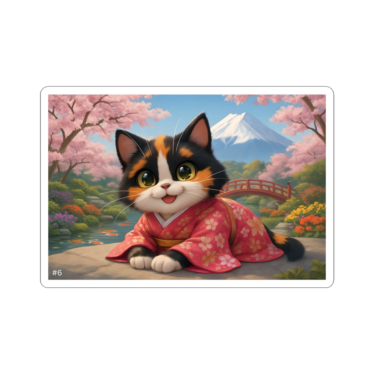 Gizmo's Japan Cherry Blossom Adventures Kiss-Cut Sticker #6 | Pet Lover Decor | Laptop Décor | Gift for Cat Lovers | Stationery | Scrapbooking | Homeschooling | World Travel