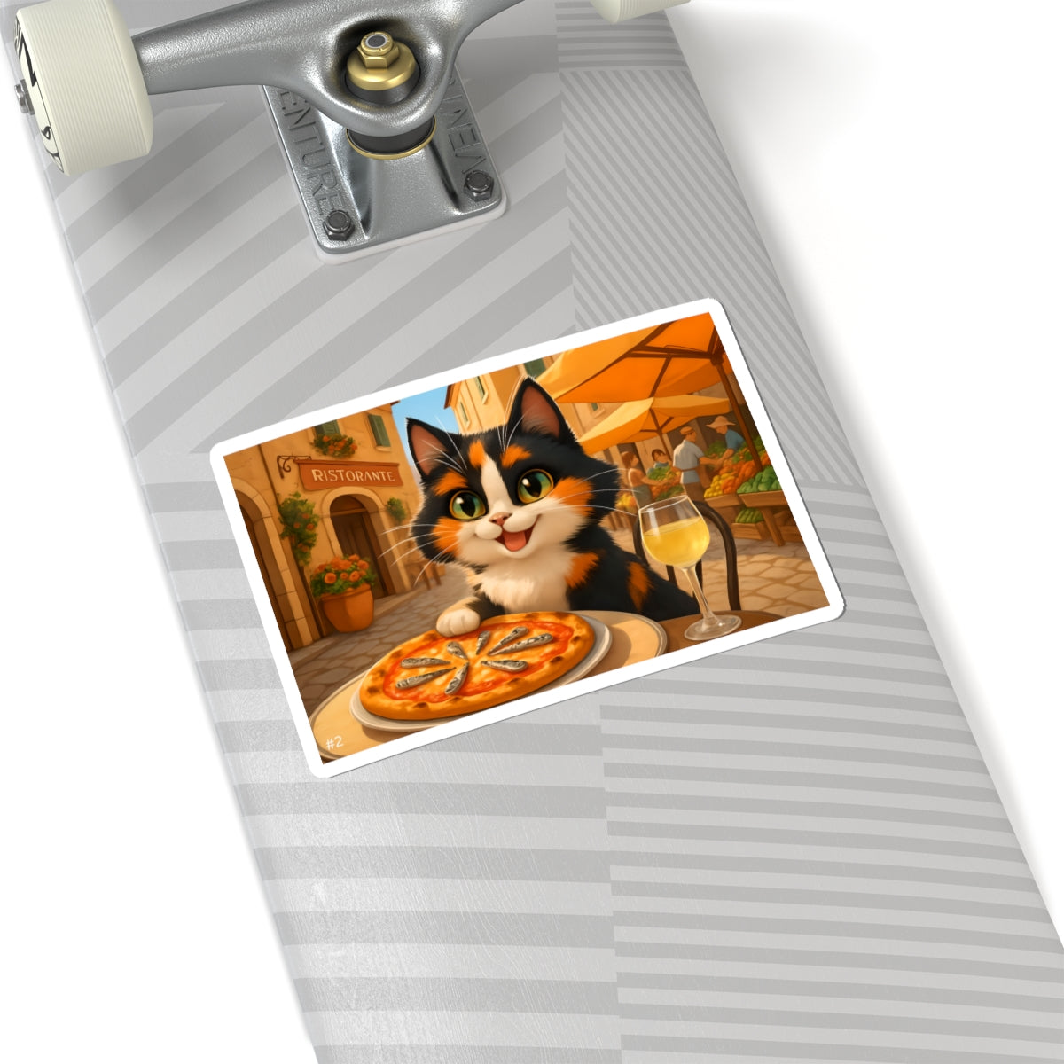 Gizmo's Italy Pizza Adventure Kiss-Cut Sticker #2 | Pet Lover Decor | Laptop Décor | Gift for Cat Lovers | Stationery | Scrapbooking | Homeschooling | World Travel