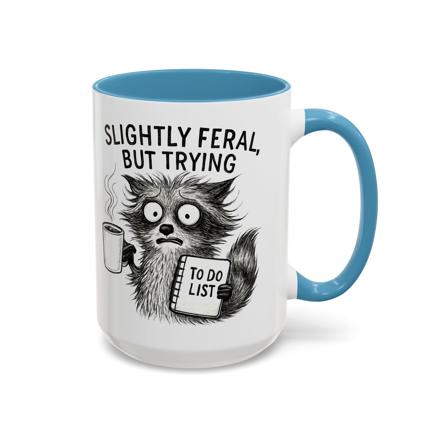 Slightly Feral Coffee Mug | Funny Cat Lover Gift | Unique Animal Mug | To-Do List Inspiration | Coffee Lover Present | Cute Kitchen Decor
