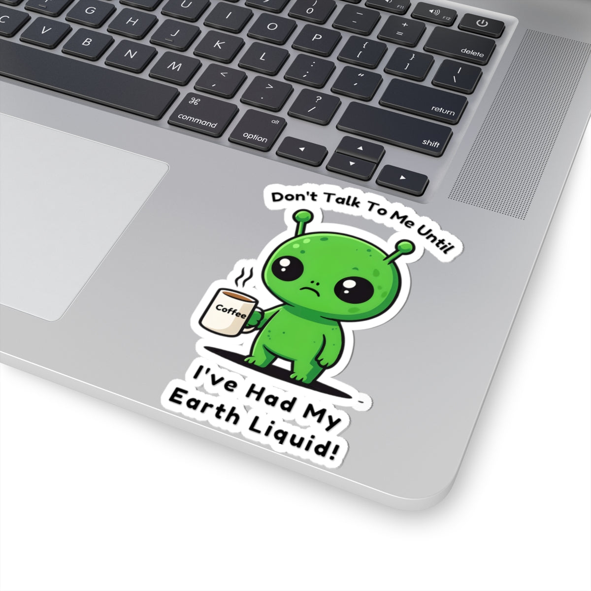 Cute Alien Kiss-Cut Stickers | Coffee Lover Gift | Fun Laptop, Water Bottle, Locker Sticker | Alien Enthusiast Decor | Playful Home & Office Decor