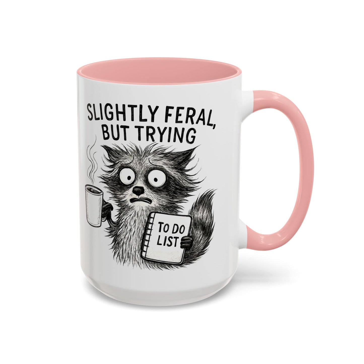 Slightly Feral Coffee Mug | Funny Cat Lover Gift | Unique Animal Mug | To-Do List Inspiration | Coffee Lover Present | Cute Kitchen Decor