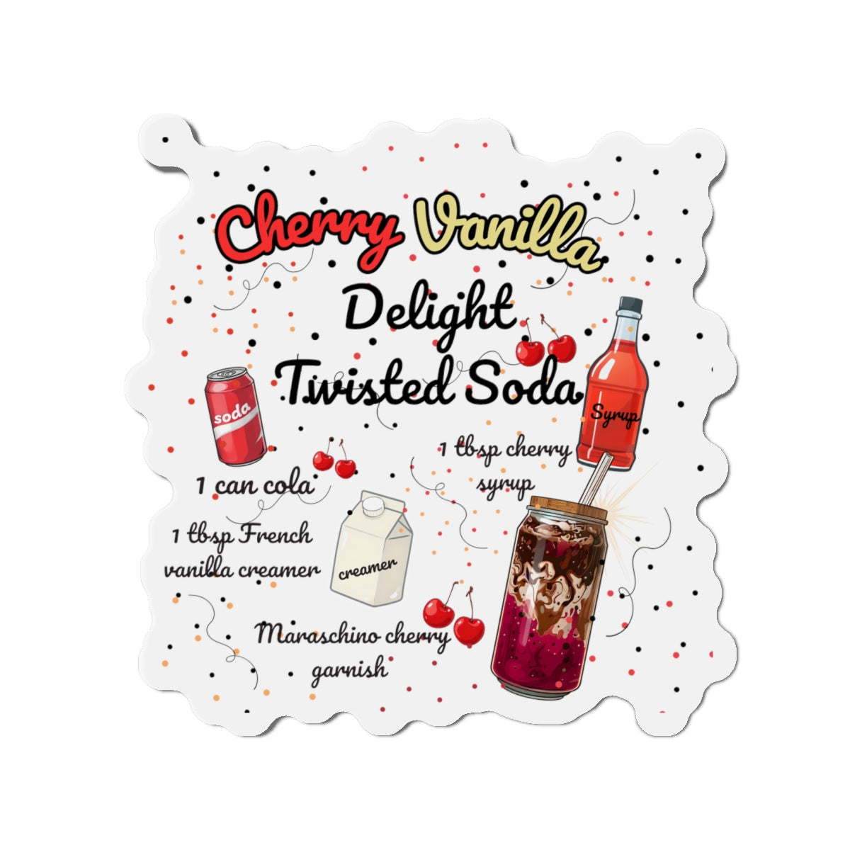 Cherry Vanilla Delight Twisted Soda Recipe Magnet | Fun Fridge Decor for Dirty Soda Lovers | Moms-On-The-Go | Dorm Accessory | Gen Z Must Have