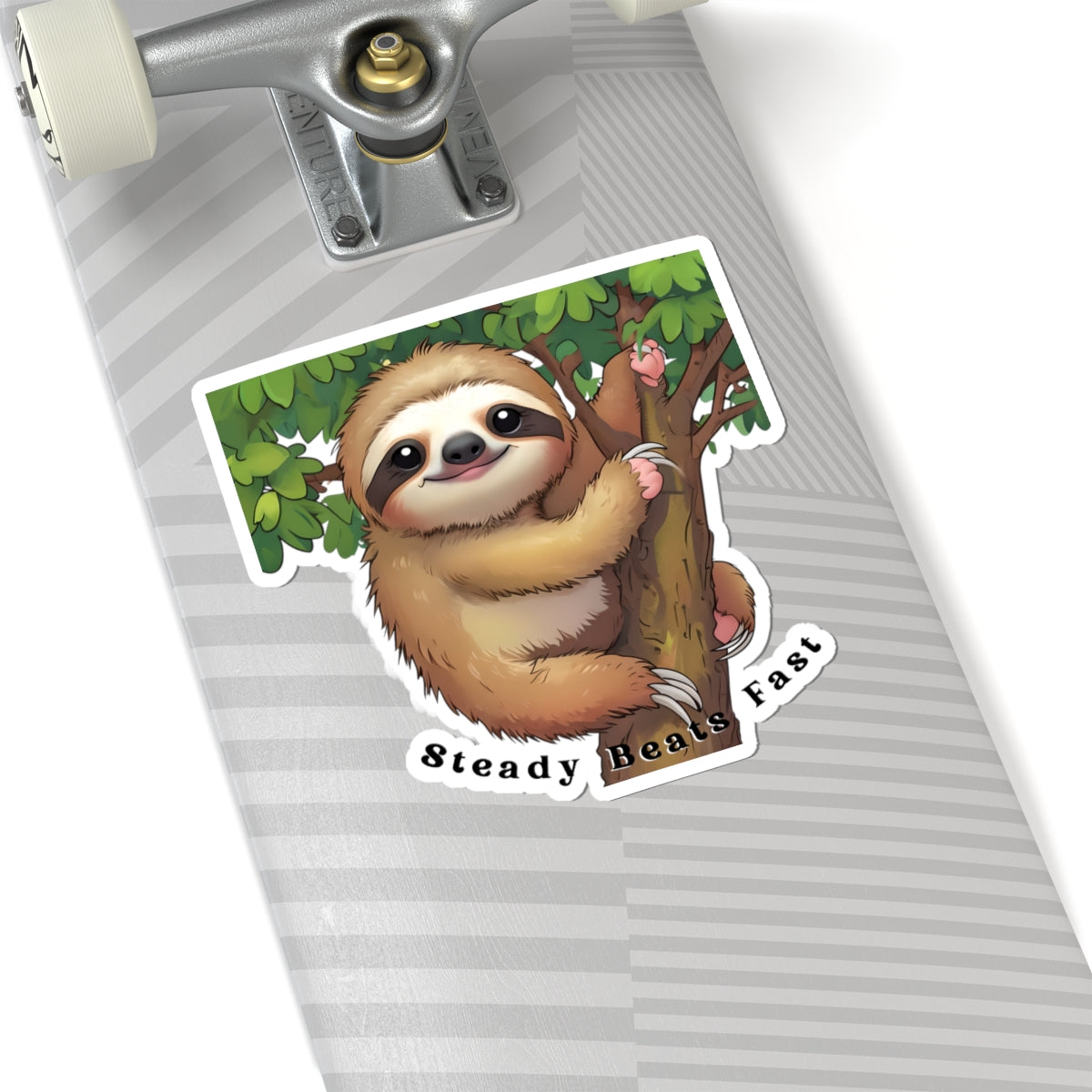 "Steady Beats Fast" Sloth Kiss-Cut Sticker | Cute Motivational Animal Decal for Kids, Teachers & Homeschool Classrooms | Back-to-School Supplies