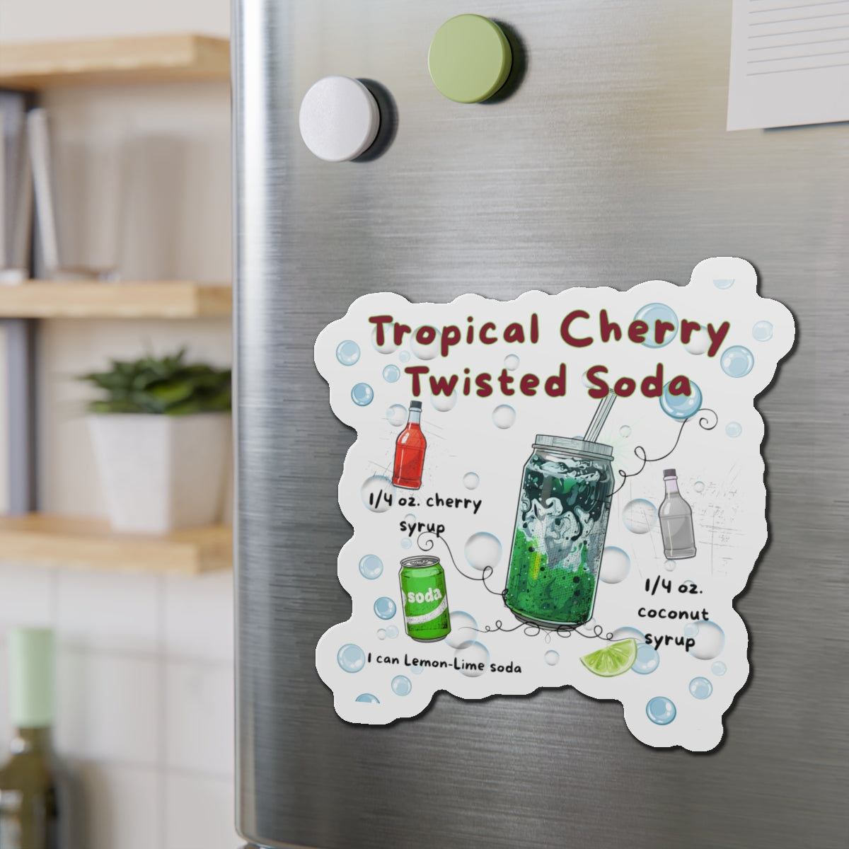 Tropical Cherry Twisted Soda – Your Recipe to Twisted Soda Bliss | Fun Gift for Soda Lovers | Retro Fridge Magnet | Gen Z & Busy Mom Must Have