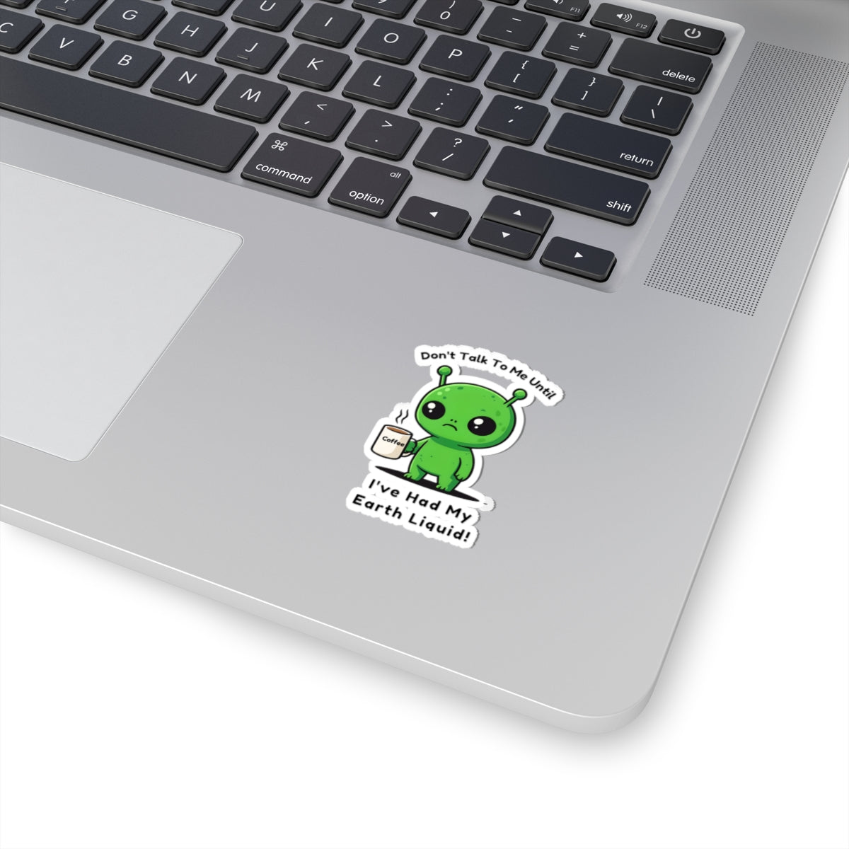 Cute Alien Kiss-Cut Stickers | Coffee Lover Gift | Fun Laptop, Water Bottle, Locker Sticker | Alien Enthusiast Decor | Playful Home & Office Decor
