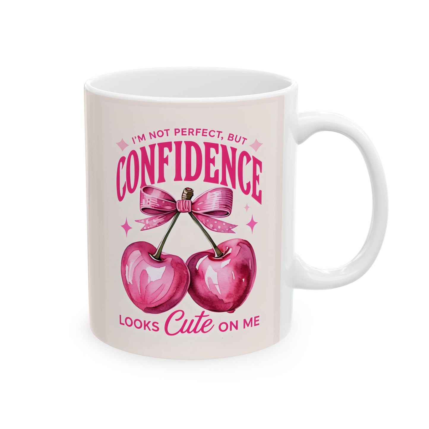 “Confidence Looks Cute on Me" Coffee Mug | Positive Affirmation Cherry Mug | Coffee Lovers | Motivational Decor | Self-Care Reminer | Cherry Mug | Bridal Gift