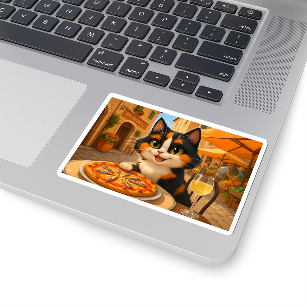 Gizmo's Italy Pizza Adventure Kiss-Cut Sticker #2 | Pet Lover Decor | Laptop Décor | Gift for Cat Lovers | Stationery | Scrapbooking | Homeschooling | World Travel