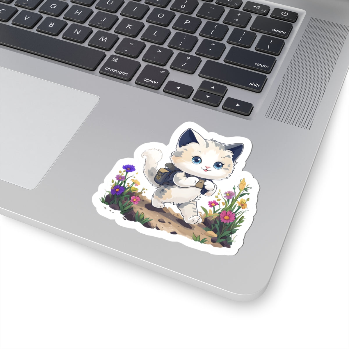 Cute Cat Hiking Kawaii Kiss-Cut Stickers | Gift for Cat Lovers | Potted Plants Decor | Laptop, Water Bottle, School Locker Stickers | Cute Animal Art | Scrapbooking | Homeschooling