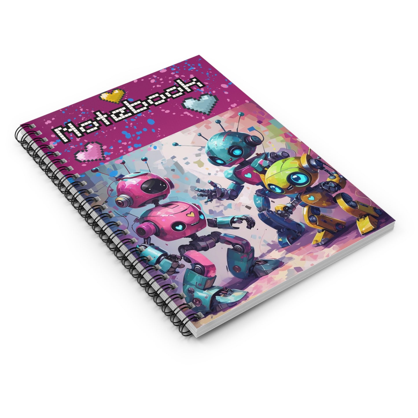 Cutest Retro Robot Notebook for Back to School | Fun Pixel Art Journal for Kids & Teens | Geeky Desk Accessory | Gamers | Teens