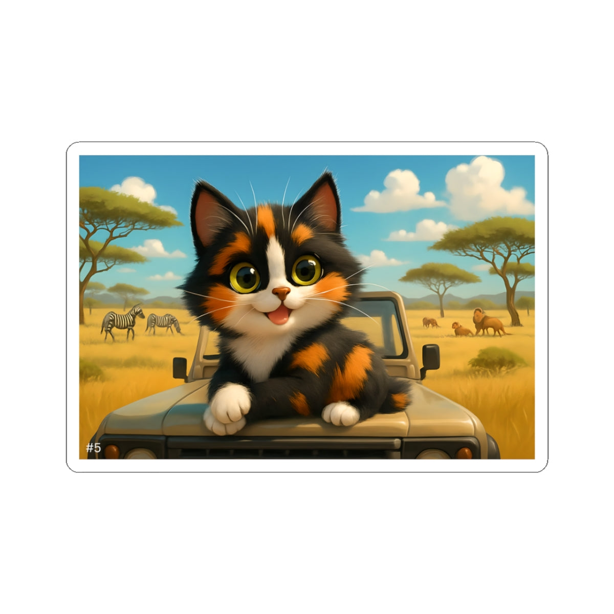 Gizmo's Serengeti Safari Adventures Kiss-Cut Sticker #5 | Pet Lover Decor | Laptop Décor | Gift for Cat Lovers | Stationery | Scrapbooking | Homeschooling | World Travel