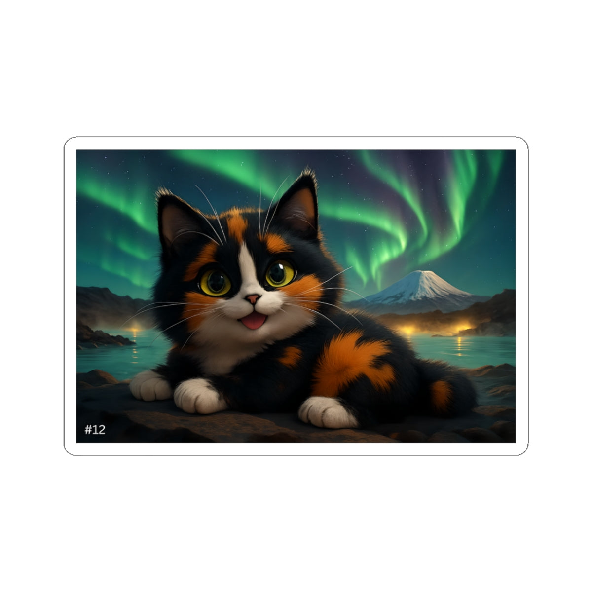 Gizmo's Land of Fire & Ice, Iceland Adventures Kiss-Cut Sticker #12 | Pet Lover Decor | Laptop Décor | Gift for Cat Lovers | Stationery | Scrapbooking | Homeschooling | World Travel