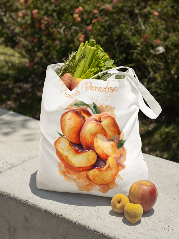 Peach Paradise Tote Bag | Fruit Lover Bag | Summer Accessory | Gift for Friends | Eco-Friendly Shopping Bag | Beach Bag | Foodie Tote