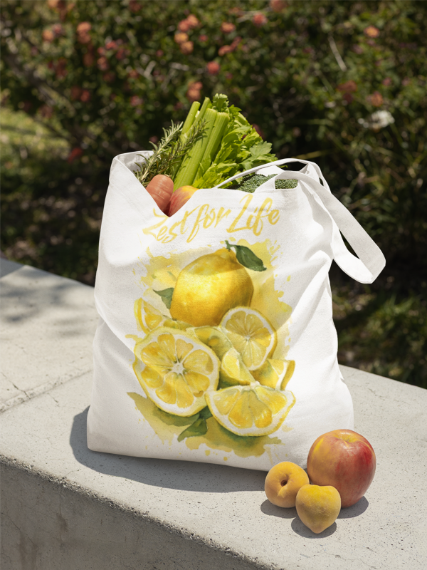 Zest for Life Tote Bag | Lemon Themed Bag | Eco-Friendly Shopper | Gift for Food Lovers | Summer Accessory | Fun and Cheerful Design