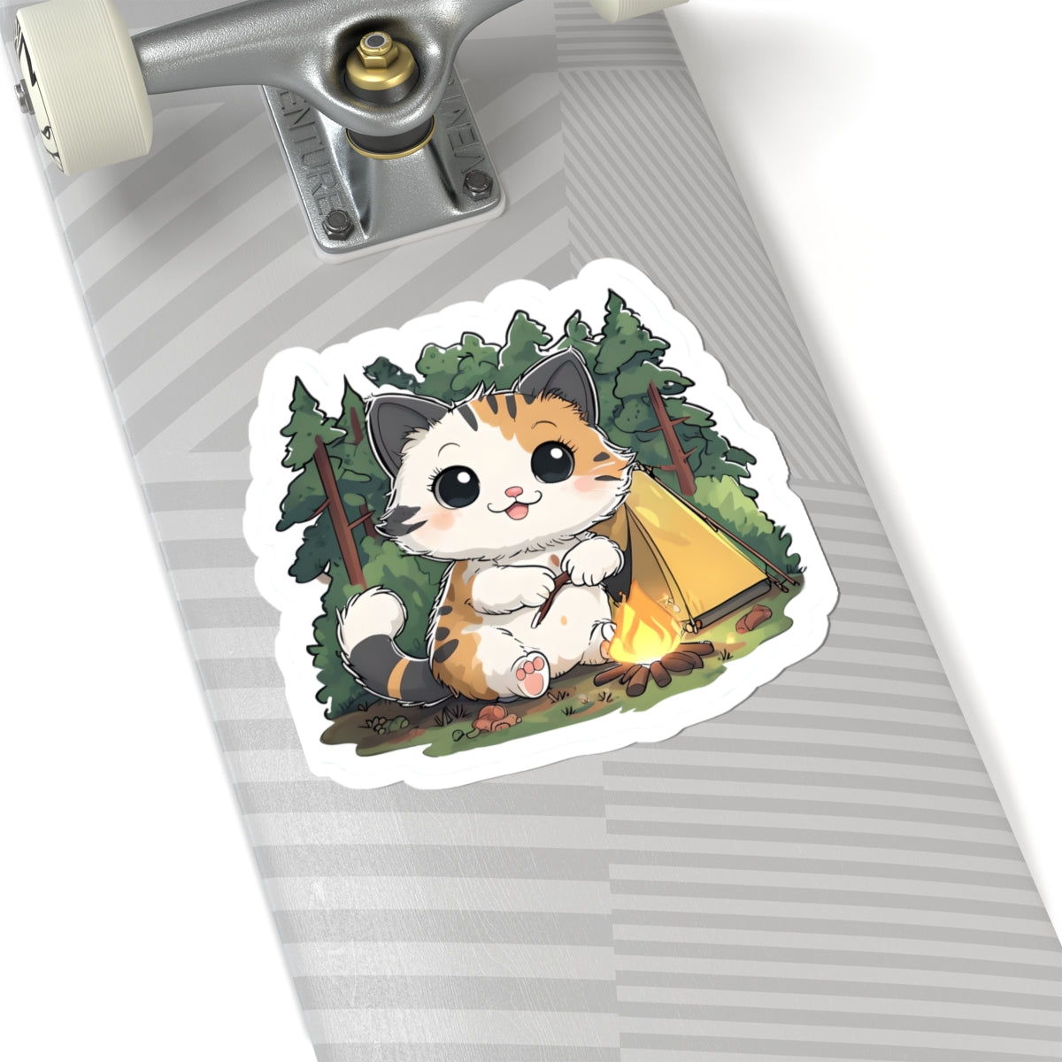 Cute Camping Cat Kiss-Cut Stickers | Nature Lover Stickers | Cat Enthusiast Decor | Homeschooling | Scrapbooking