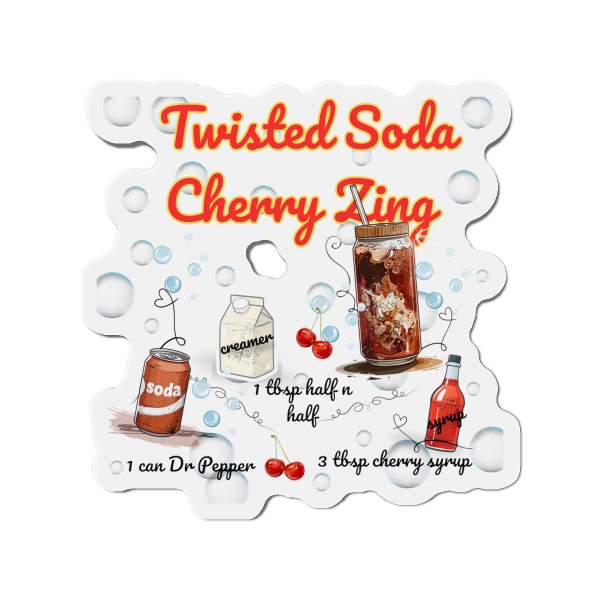 Cherry Zing – Your Shortcut to Twisted Soda Bliss | Fun Gift for Soda Lovers | Retro Fridge Magnet | Gen Z & Busy Mom Must Have