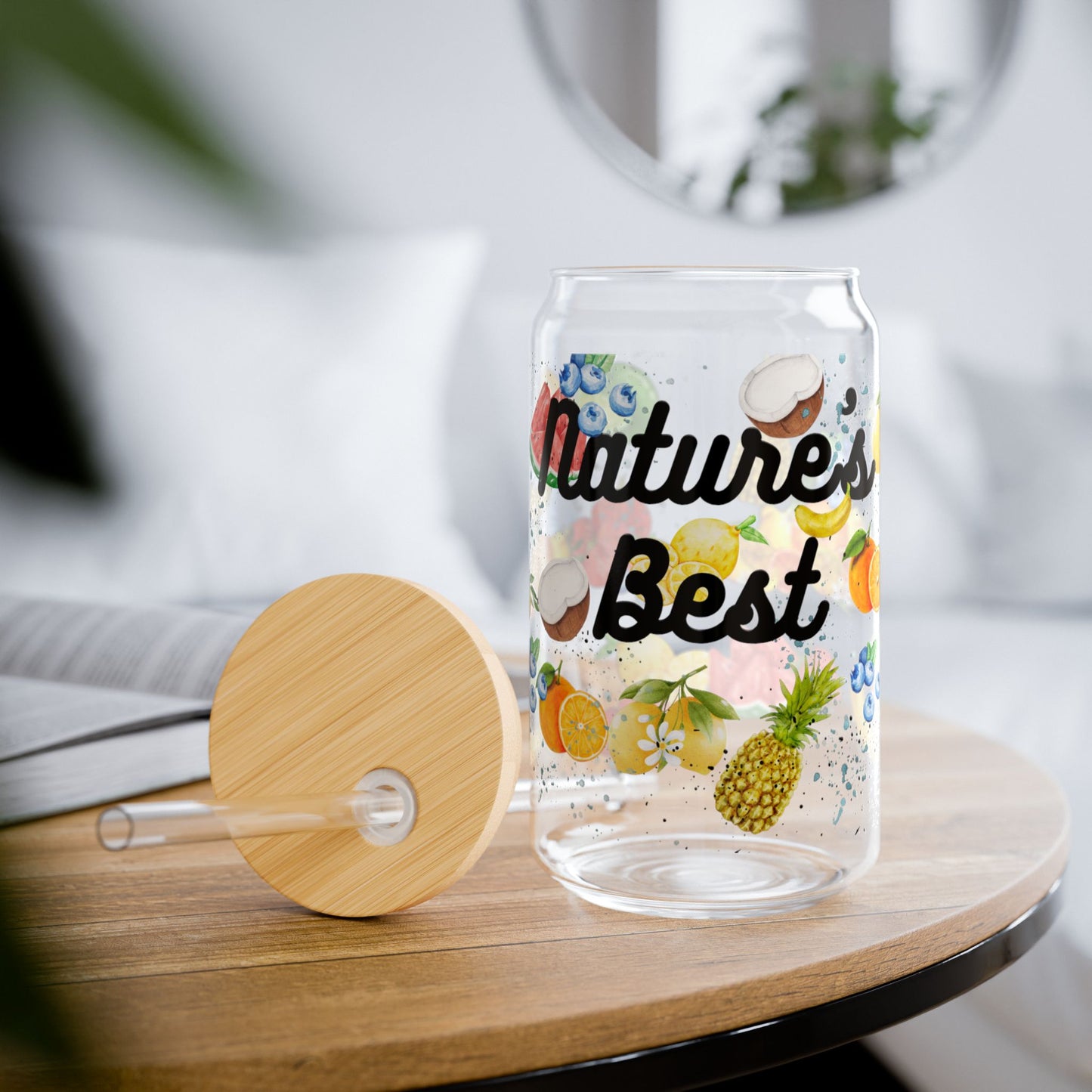 NATURE’S BEST Glass Sipper Cup | Fruit Drinks | Matcha | Dirty Soda Cup | Iced Tea | Student Accessory | Medical Professionals | Wedding/Anniversary, Housewarming Gift