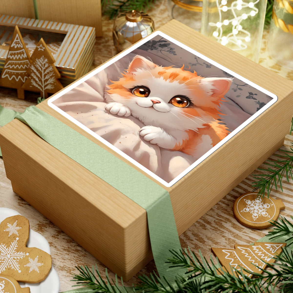 Precious the Tabby Cat Kawaii Kiss-Cut Stickers | Cute Pet Decor | Tumbler Sticker | Laptop and School Locker Accessories | Gift for Cat Lovers | Home Office | Scrapbooking
