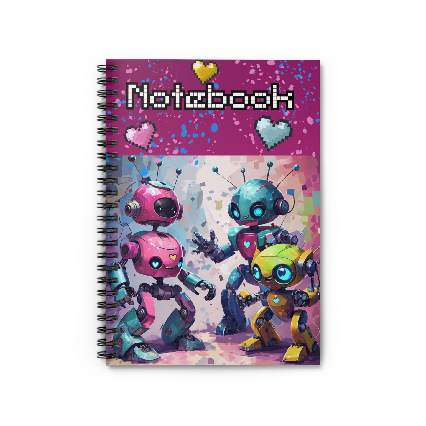 Cutest Retro Robot Notebook for Back to School | Fun Pixel Art Journal for Kids & Teens | Geeky Desk Accessory | Gamers | Teens