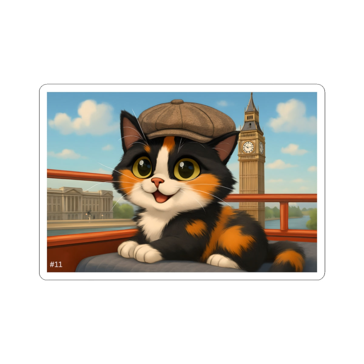 Gizmo's London, England Adventures Kiss-Cut Sticker #11 | Pet Lover Decor | Laptop Décor | Gift for Cat Lovers | Stationery | Scrapbooking | Homeschooling | World Travel
