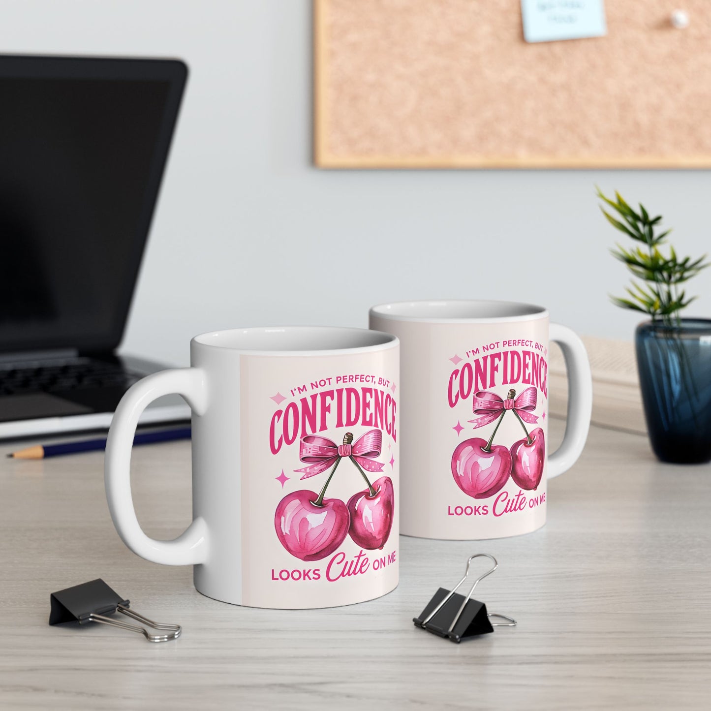 “Confidence Looks Cute on Me" Coffee Mug | Positive Affirmation Cherry Mug | Coffee Lovers | Motivational Decor | Self-Care Reminer | Cherry Mug | Bridal Gift