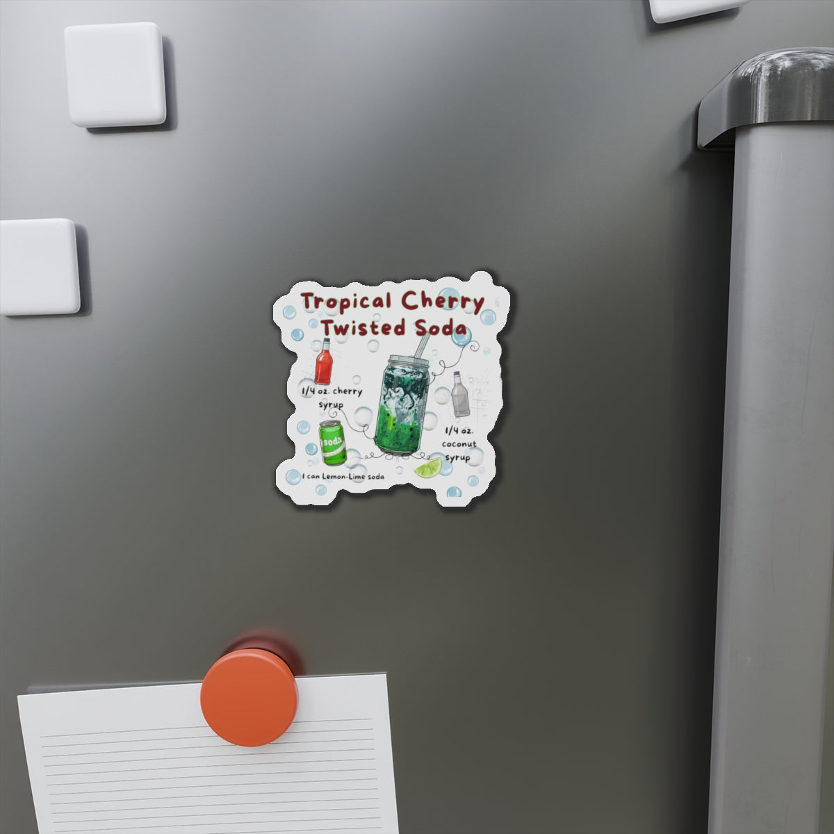 Tropical Cherry Twisted Soda – Your Recipe to Twisted Soda Bliss | Fun Gift for Soda Lovers | Retro Fridge Magnet | Gen Z & Busy Mom Must Have