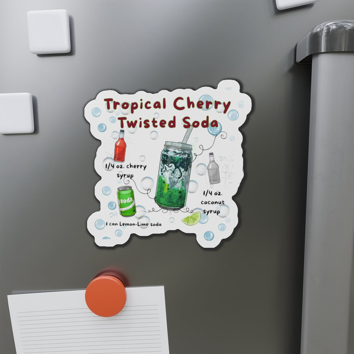 Tropical Cherry Twisted Soda – Your Recipe to Twisted Soda Bliss | Fun Gift for Soda Lovers | Retro Fridge Magnet | Gen Z & Busy Mom Must Have