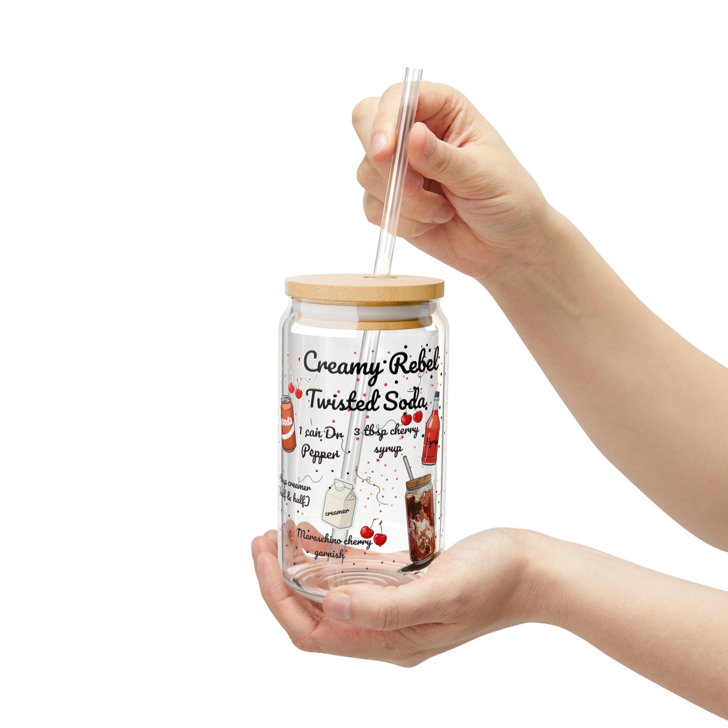Creamy Rebel Twisted Soda Glass Sipper Cup | Gen Z Must Have | Anniversary, Wedding & Housewarming Gift | Perfect for Busy Moms & Students