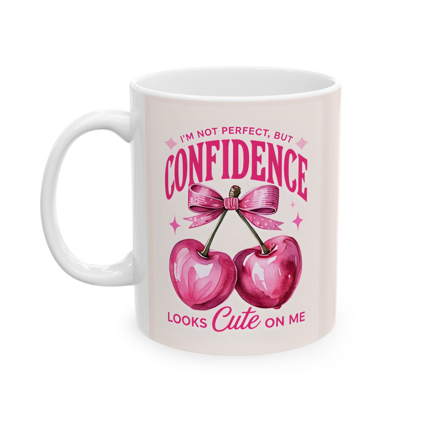 “Confidence Looks Cute on Me" Coffee Mug | Positive Affirmation Cherry Mug | Coffee Lovers | Motivational Decor | Self-Care Reminer | Cherry Mug | Bridal Gift