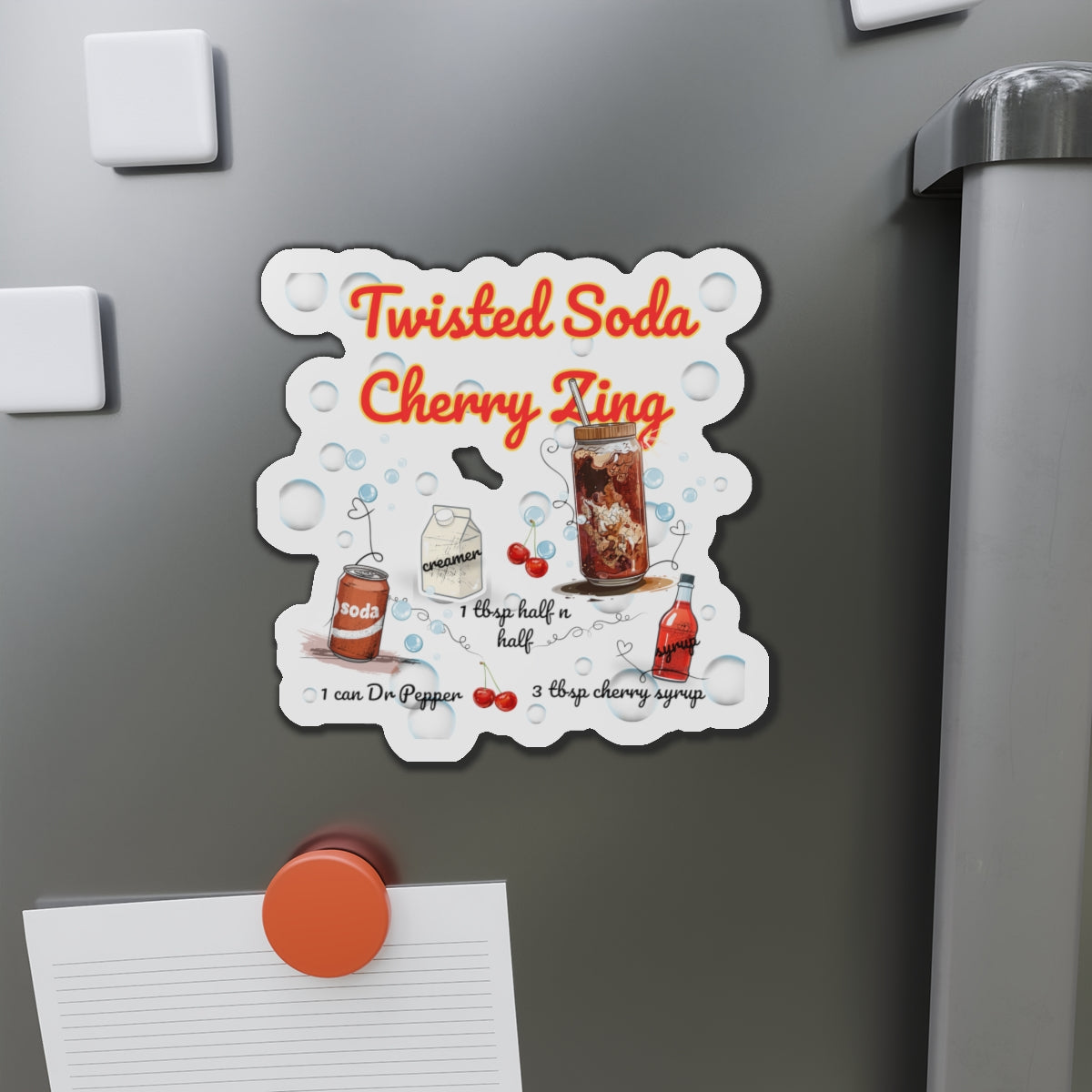 Cherry Zing – Your Shortcut to Twisted Soda Bliss | Fun Gift for Soda Lovers | Retro Fridge Magnet | Gen Z & Busy Mom Must Have
