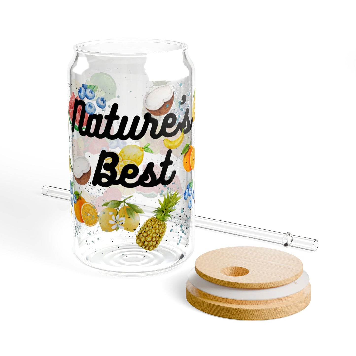 NATURE’S BEST Glass Sipper Cup | Fruit Drinks | Matcha | Dirty Soda Cup | Iced Tea | Student Accessory | Medical Professionals | Wedding/Anniversary, Housewarming Gift