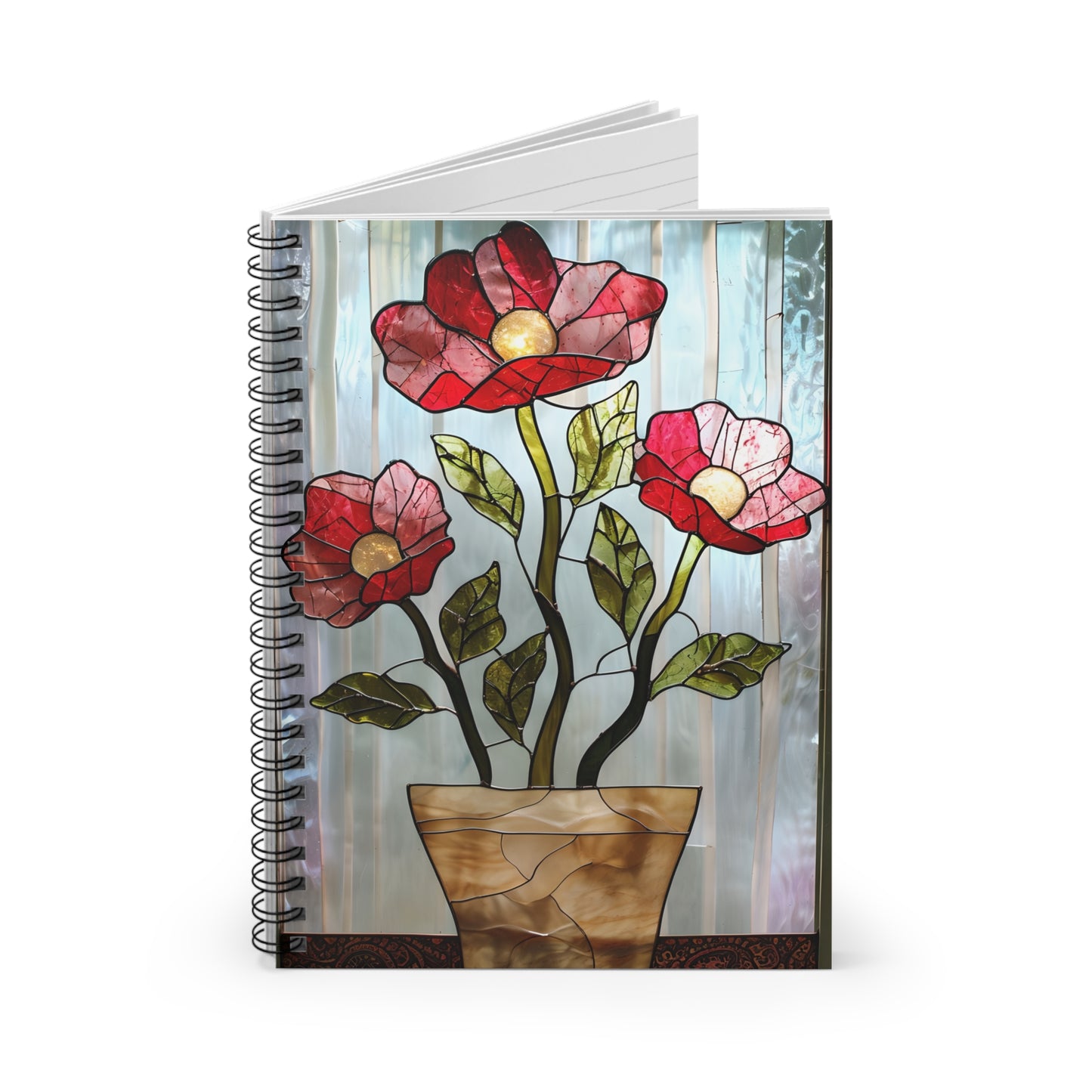 Stained Glass Flowers Spiral Notebook | Perfect for Journaling | Nature Lover | Gifts | Botanical Lovers | Adhd/Stress Relief