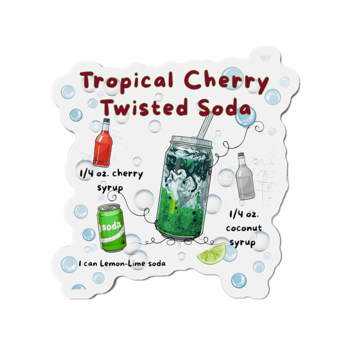 Tropical Cherry Twisted Soda – Your Recipe to Twisted Soda Bliss | Fun Gift for Soda Lovers | Retro Fridge Magnet | Gen Z & Busy Mom Must Have