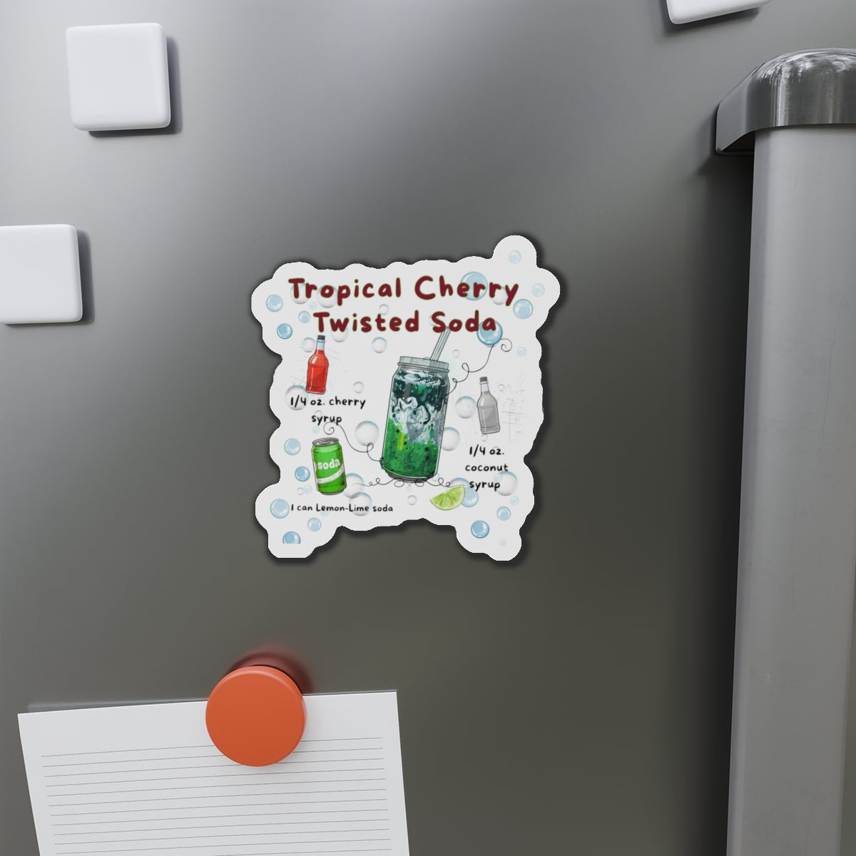 Tropical Cherry Twisted Soda – Your Recipe to Twisted Soda Bliss | Fun Gift for Soda Lovers | Retro Fridge Magnet | Gen Z & Busy Mom Must Have