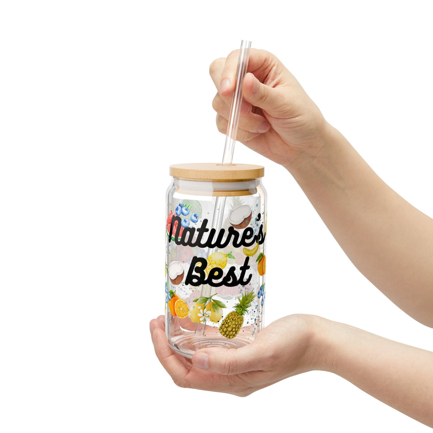 NATURE’S BEST Glass Sipper Cup | Fruit Drinks | Matcha | Dirty Soda Cup | Iced Tea | Student Accessory | Medical Professionals | Wedding/Anniversary, Housewarming Gift