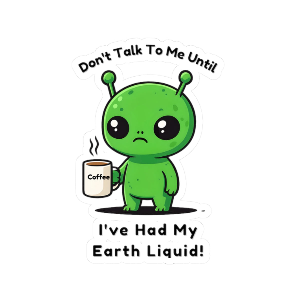 Cute Alien Kiss-Cut Stickers | Coffee Lover Gift | Fun Laptop, Water Bottle, Locker Sticker | Alien Enthusiast Decor | Playful Home & Office Decor