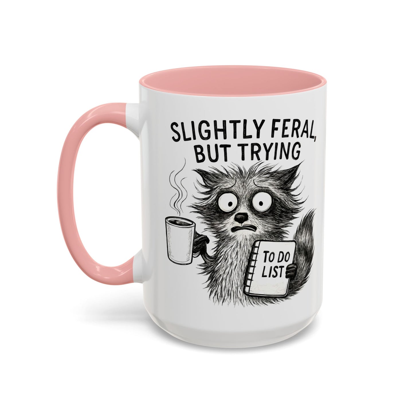 Slightly Feral Coffee Mug | Funny Cat Lover Gift | Unique Animal Mug | To-Do List Inspiration | Coffee Lover Present | Cute Kitchen Decor