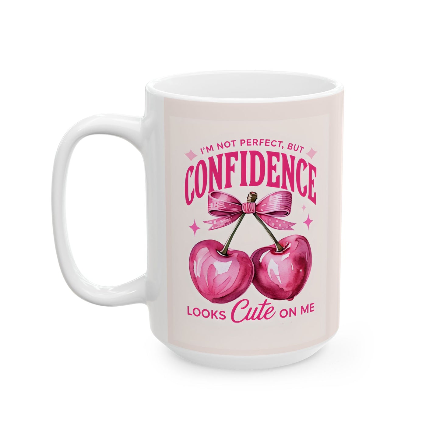 “Confidence Looks Cute on Me" Coffee Mug | Positive Affirmation Cherry Mug | Coffee Lovers | Motivational Decor | Self-Care Reminer | Cherry Mug | Bridal Gift