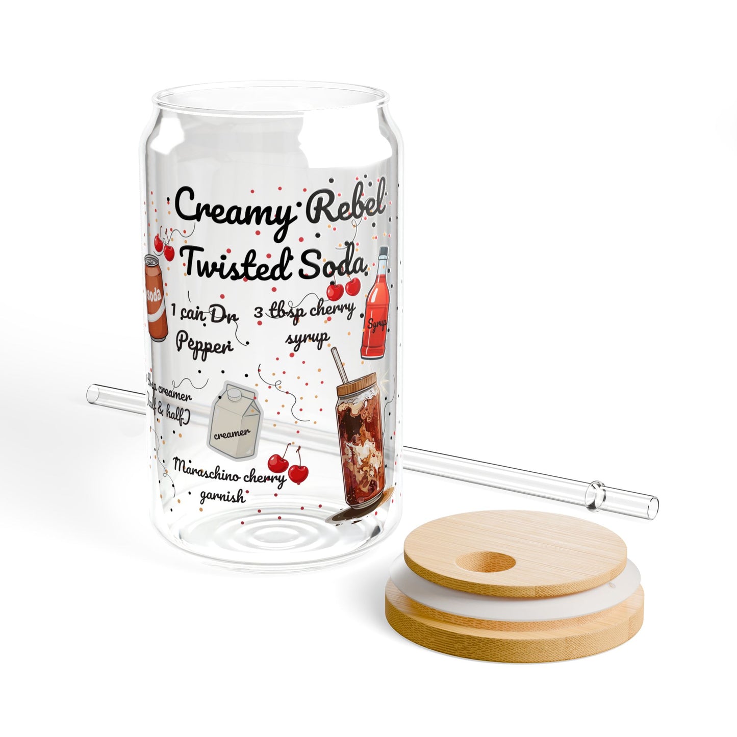 Creamy Rebel Twisted Soda Glass Sipper Cup | Gen Z Must Have | Anniversary, Wedding & Housewarming Gift | Perfect for Busy Moms & Students
